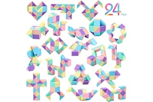 JOLLYFUN 24 Pack Magic Snake Cube Fidget Toys for Kids - 24 Blocks Macaron Twist Puzzle, Party Favors, Classroom Prizes, Birthday Goodie Bag Fillers, Stress Relief Sensory Toys