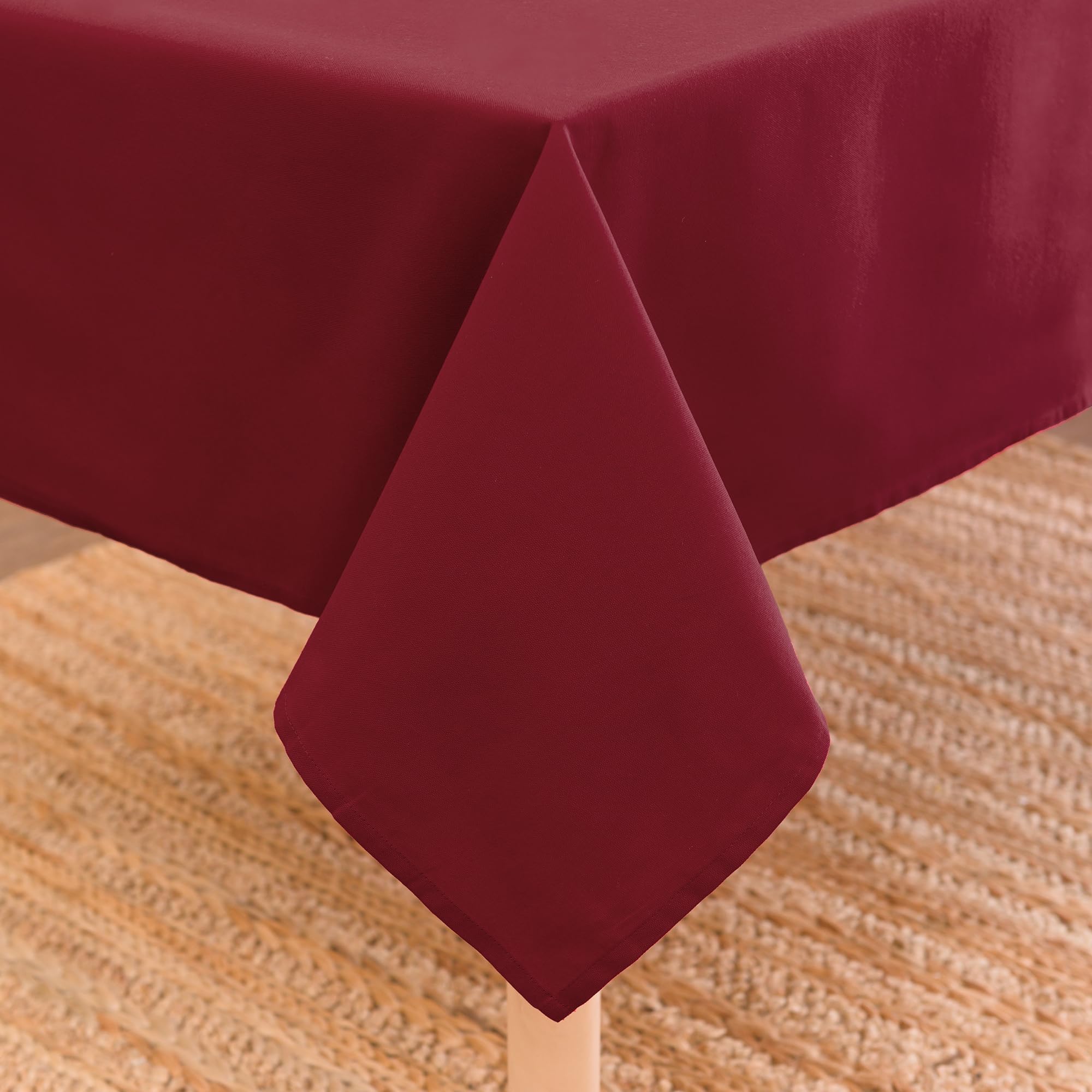 Encasa XO Dining Table Cover | 56x91 in Cotton Canvas Rectangular Tablecloth | Machine Washable, Rich Maroon Table Cloth for Indoor & Outdoor Dining, Durable, Easy-Care | Suitable for Any Occasion
