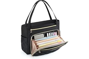 BAGSMART Teacher Tote Bag for Women 15.6in Quilted with Insulated Pocket & Nurse Bag Features (Black)