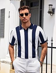 COOFANDY Mens Knit Polo Shirts V Neck Short Sleeve