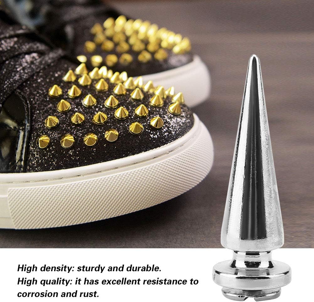 Red HEEPDD 10 Pcs 10mm Metal Spike Rivets Cone Spikes Metallic Screw Back Studs Cool Rivets Punk