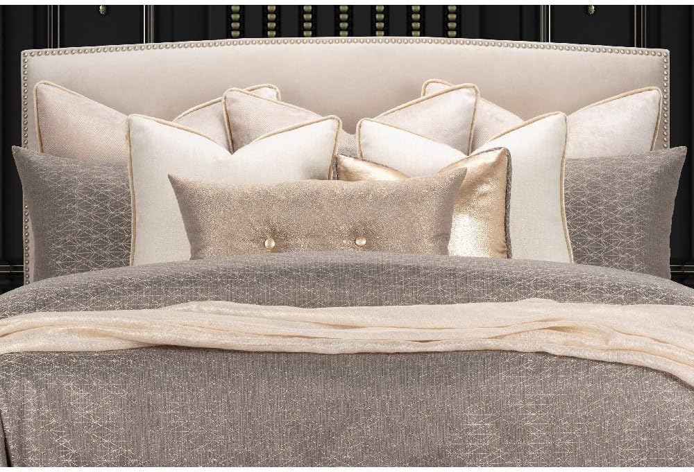 HNU 6 Pieces Geo Duvet Comforter Set Cal King, Gray Gold