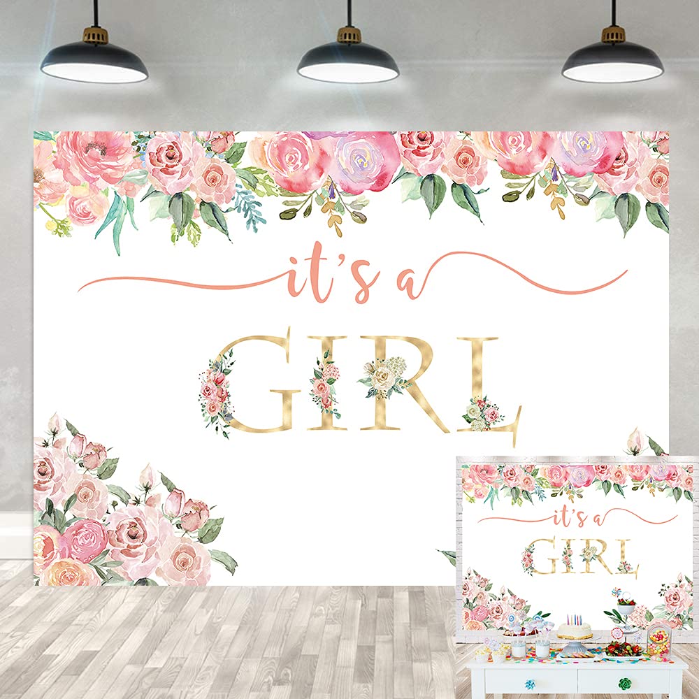 It's a Girl Baby Shower Background Girl Photography Flower Girl Princess Anniversary Party Decorations Photo Stand 7x5ft