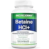 Enzyme Science Betaine HCl with Pepsin - Supplement for Low Stomach Acid - Betaine Hydrochloride Supplement - Digestive Enzymes - Enzimas Digestivas - 120 Capsules
