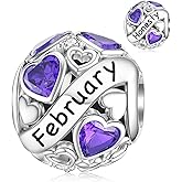 DALARAN Birthstone Charms for Charms Bracelet 925 Sterling Silver Heart Bead Happy Birthday Charms for Women