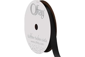 Berwick Offray 072035 3/8" Wide Single Face Satin Ribbon, Black, 6 Yds