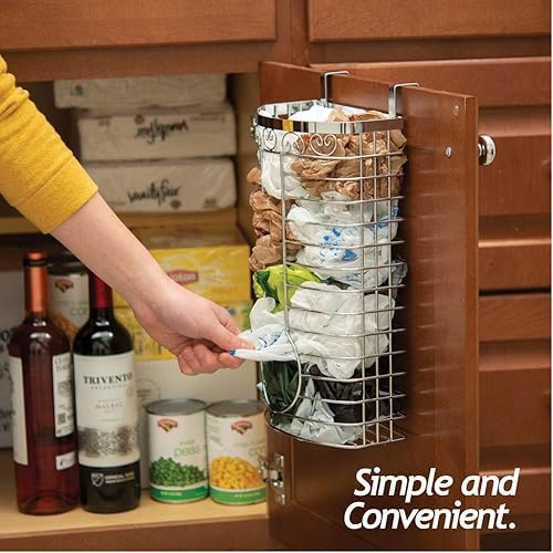 Saganizer grocery bag holder Chrome plastic bag holder Easy-access