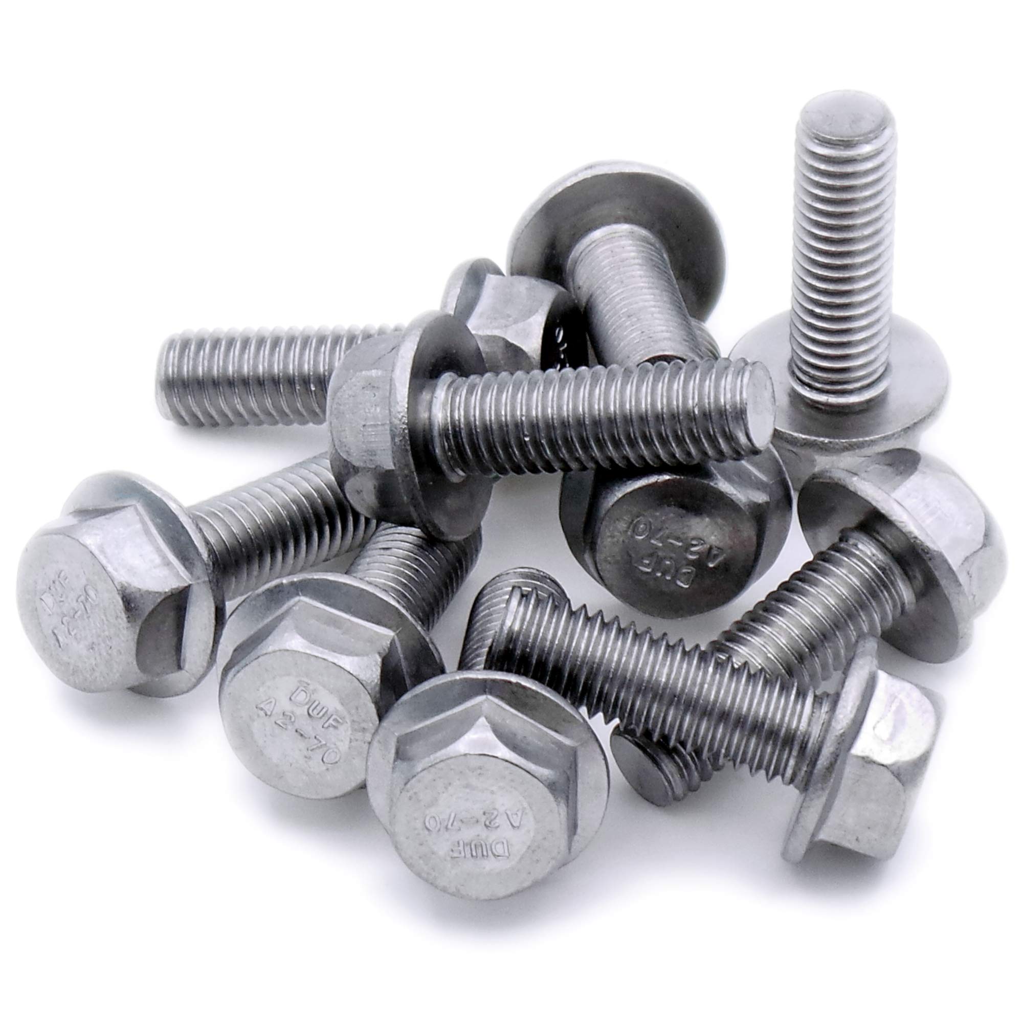 M5 (5mm x 30mm) Flanged Hex Bolt (Fully Threaded Setscrew) - Stainless Steel (A2) (Pack of 10)
