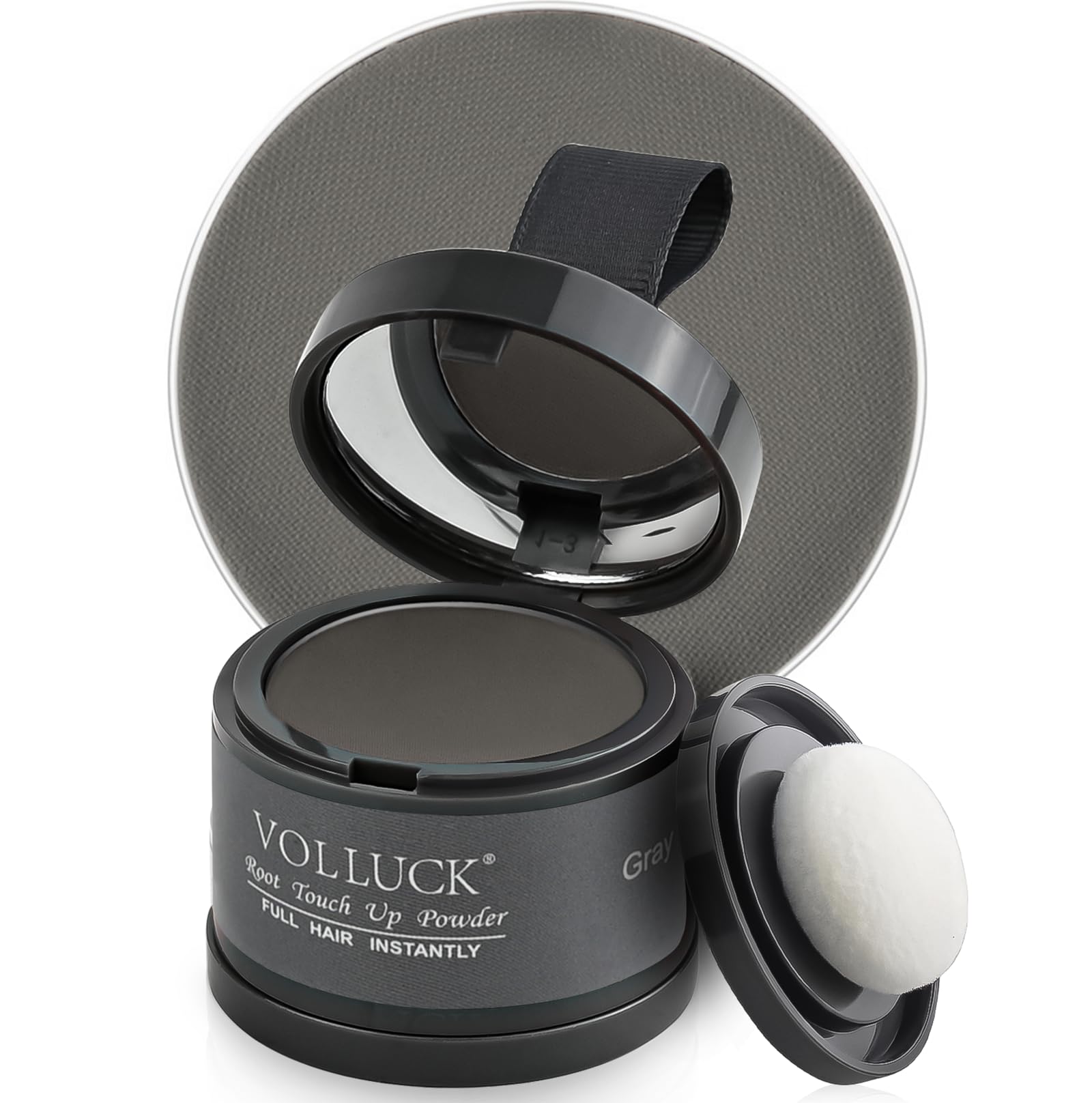 VOLLUCK Root Touch up Powder 4g – Covers Grey Roots & Conceals Thinning Hair, Hairline Powder for Men & Women – Natural Look, Easy to Use & Compact for Quick Touch Ups (Grey)