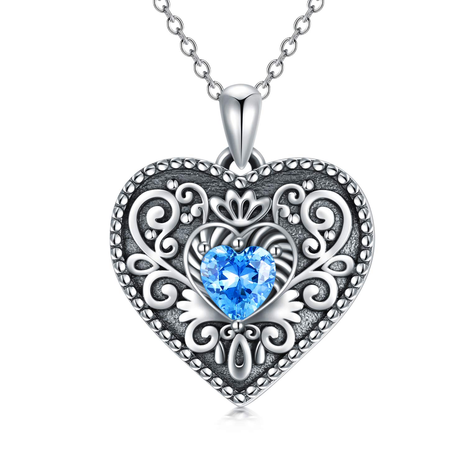 LONAGO Personalized Heart Locket Necklace That Holds Pictures 925 Sterling Silver Cubic Zirconia Photo Locket Necklace Jewelry