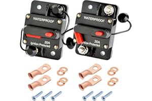 Bolipoeq 30Amp Circuit Breaker DC 12V-48V for Marine Boat Trolling Motor Automotive RV Trailer Car Solar System Battery Disconnect with Manual Reset Switch, IP67 Waterproof (Pack of 2)