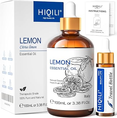 HIQILI Lemon Essential Oil 100ml Italy Pure Unfiltered Amber Bottle