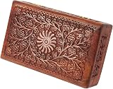 Ajuny Wooden Jewellery Box 8 x 5 Inch Hand Carved Floral Keepsake Gift Box view 5