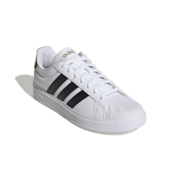 ADIDAS MEN’S STREETALK, WHITE/BLACK/GOLD METALLIC, 9.5