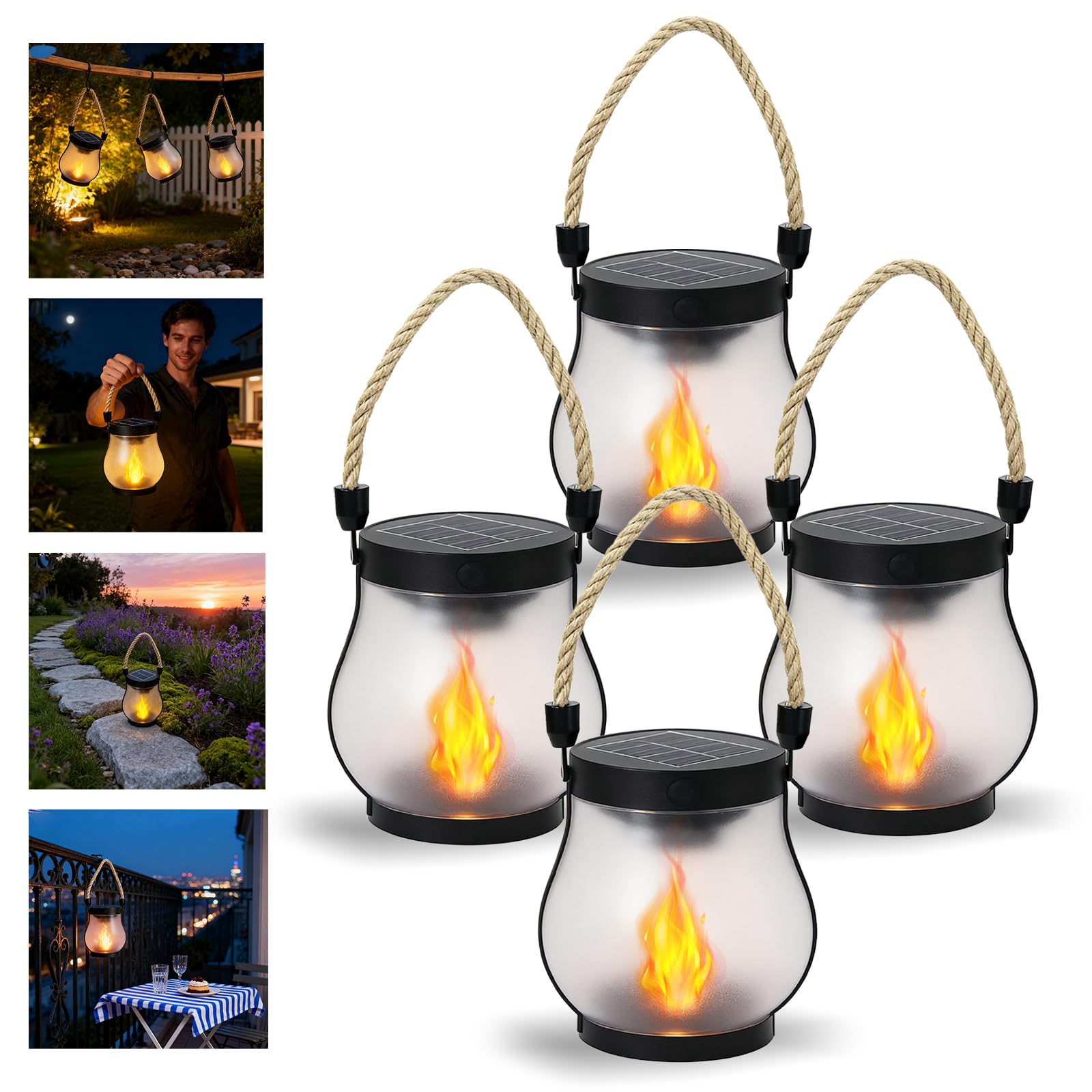 Photo 1 of 2026 New Upgrade Solar Lantern Outdoor Waterproof, Retro Dancing Flame Solar Lantern Outdoor Lights with Dual Charging, Suitable for Camping Trails Yard Terrace Porch Garden Decoration?4PC?