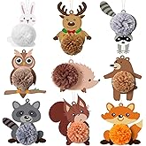 RattanView 18 Pcs Woodland Animals Ornaments Hanging Woodland Creatures Ornaments Wooden Faux Fur Decorations for Tree Decor Holiday Winter Home Office Desktop Indoor Outdoor Birthday Party Supplies