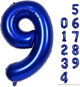 Lingqiang 40 Inch Navy Blue Foil Number Balloon 9 Giant Self Inflating