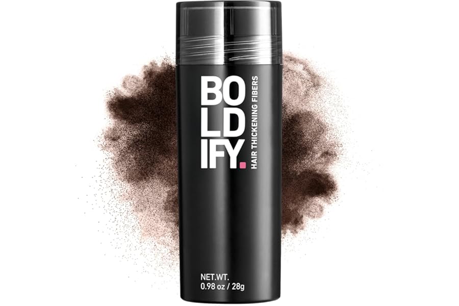 BOLDIFY Hair Fibers (28g) – Fill In Thinning and Fine Hair for an Instantly Fuller, Thicker Look – 14 Shades for Women & Men – Dark Brown