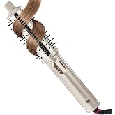 TYMO STYLUX PRO Thermal Brush Curling Brush, 1.5 Inch Heated Round Brush | 10Mins Blowout, Hair Straightener and Curler 2 in 1, 800M Negative Ion for Smoother, LCD Display, 5 Temp, Dual Voltage, Gold