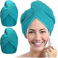 YoulerTex Microfiber Hair Towel Wrap - 2Pack Hair Head Drying Turban Curly Fast Absorbent Dry Anti Frizz Twist Plopping Long
