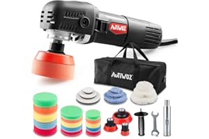 AUTIWOZ Mini Car Buffer Polisher,850W Small Rotary Buffer Polisher,25mm/50mm/75mm Backing Pads,6 Speeds Electric Auto Polisher & 2600-5200 RPM Buffing Machine for Cars Areas,Detailing Polishing