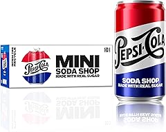 Pepsi Refresco de azúcar real, mini latas, mini latas de 7.5 onzas, (paquete de 10), refresco de refresco (el embalaje puede 