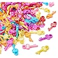 Pandahall 100pcs Mini Acrylic Skeleton Key Charms Pendants Mixed AB Color Vintage Rustic Key Loose Charm Beads for Jewelry Makings DIY Wedding Party Decoration Supplies