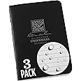Rite in the Rain Weatherproof Mini-Stapled Notebook, 3 1/4" x 4 5/8", Black Cover, Universal Pattern, 3 Pack (No. 771FX-M)