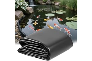QITUO Pond Liner,15 Mil HPDE 15 x 15 FT Black Pond Liner Large Pond Liner for Outdoor Fish Ponds,KOI Pond,Duck Pond,Waterproof Pond Equipment,Pond Supplies.
