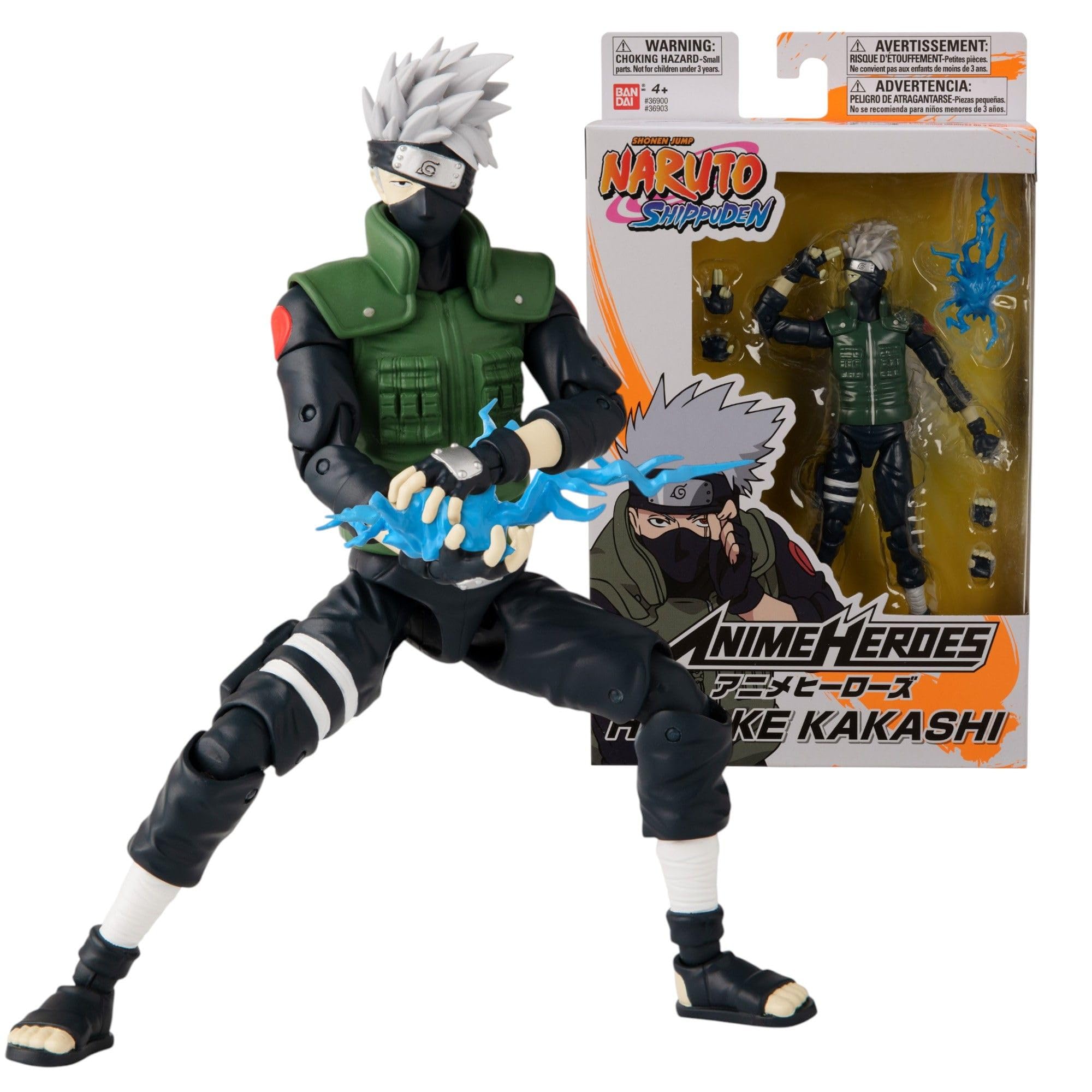 ANIME HEROES Naruto Action Figure Hatake Kakashi | 17cm Naruto Figure Hatake Kakashi Figure With Extra Hands And Accessories | Naruto Shippuden Anime Figure | Bandai Action Figures For Boys And Girls