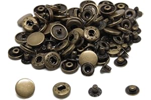 30 Sets Heavy Duty Snap Fasteners, BetterJonny 15mm Antique Brass Poppers Press Stud Rivet for Leather Craft Sewing Clothing