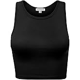 Women Sleeveless Cami Crop Tank Tops Racerback High Halter Neck Shirts