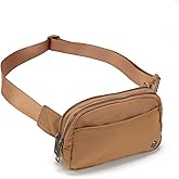 Pander Everywhere Belt Bag for Women, 5 Zipper Pockets Nylon Crossbody Fanny Pack Purse (Caramel Burnt).