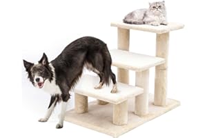 AGYM Pet Stairs, 3 Steps Wooden Stairs for Senior Cats and Dogs, Stable 19.5 inch Multi-Step Pet Stairs for High Beds & Sofas Protect Pet's Joints, Joint Injuries or Other Pets with Limited Mobility