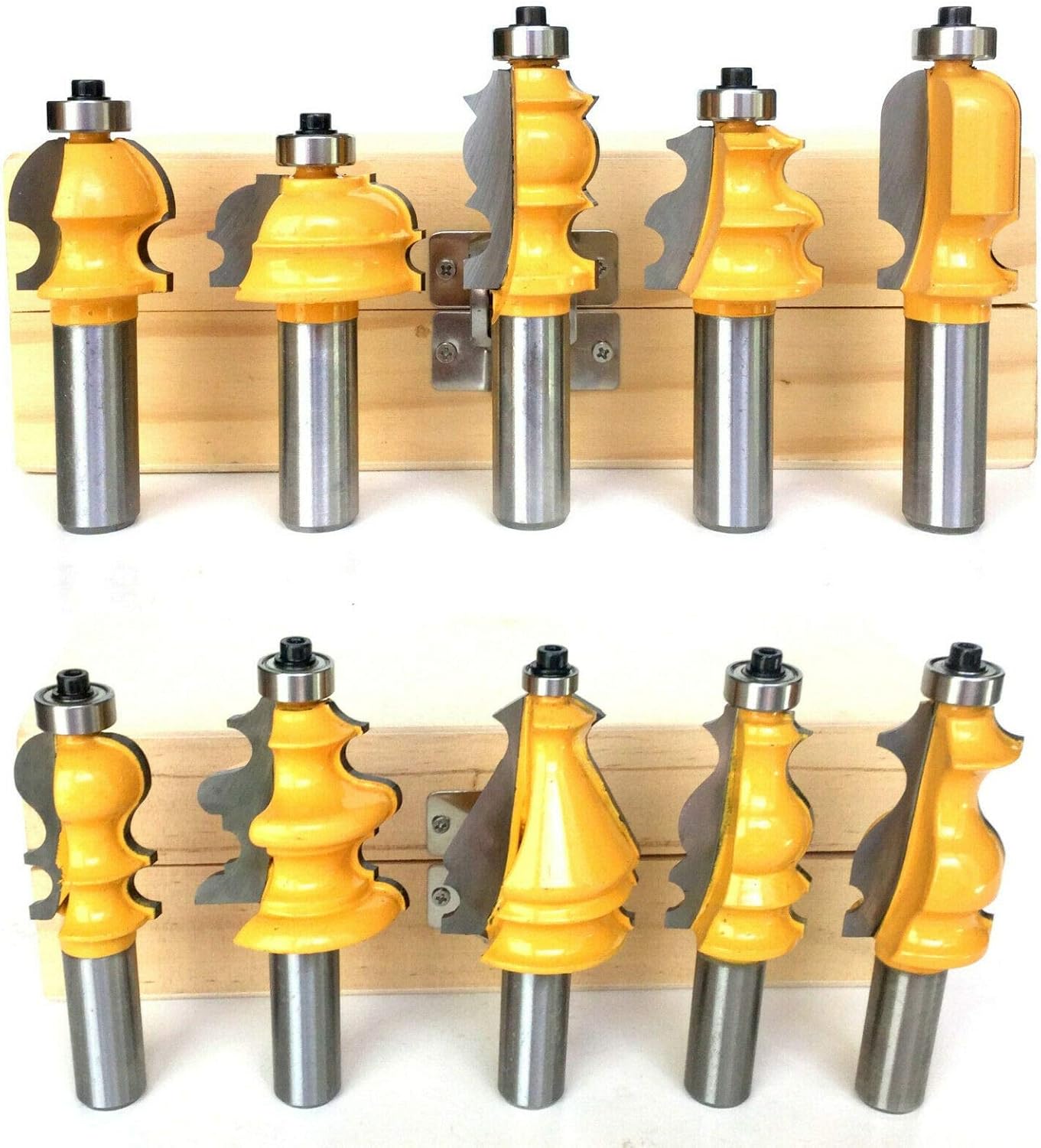 10 pc 1/2" Shank Architectural Specialty Molding Router Bit set with