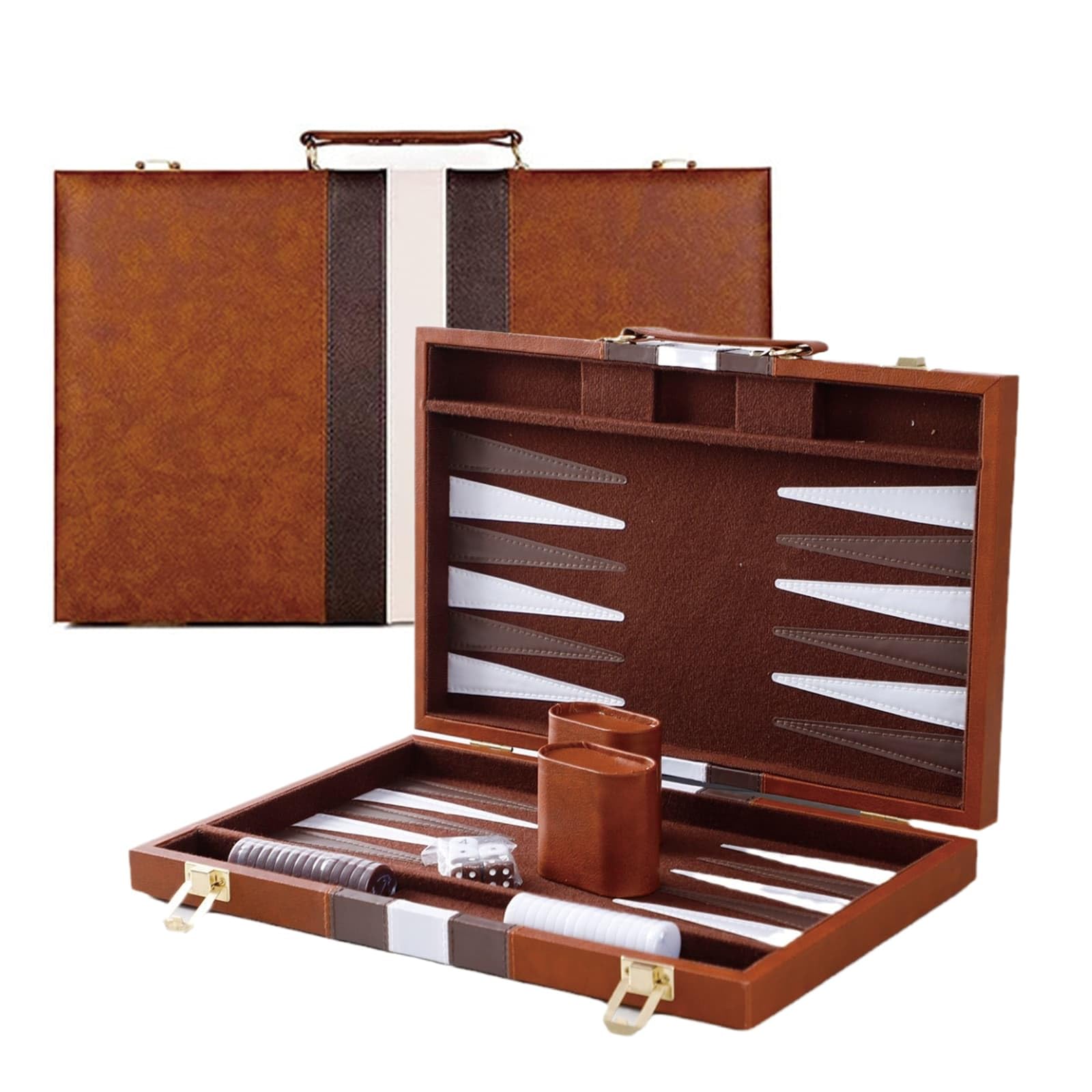 Backgammon Set 2 Players, 11 inch Portable and Travel Classic Backgammon Set for Adults, Board game with Premium Leather Case Portable