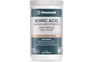 Chemwell Granular Boric Acid (2 lbs) - 100% Pure Multi-Purpose Powder | Household Cleaner, pH Buffer, and Industrial Use | High-Purity Sodium Borate for Lab & DIY Applications