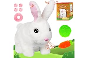 Bilinott Bunny Toys for Kids, Realistic Rabbit Toys with Jumping Action, Wiggling Ears, Twitching Mouth and Nose, Ideal Stuffed Rabbit Gift for 3+ Kids for Easter, Birthdays, Halloween, and Christmas