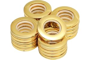 Adyoney 20 Pcs Plastic Curtain Grommets, ABS Curtain Eyelet Rings, Round Rings, Inner Diameter 1-9/16"(40mm), External Diameter 2.91"(74mm), for Window Curtain Rods(Bright Gold)