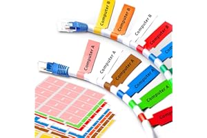 Wmiwulien 8 Sheet 240 Pcs Cable Labels for Management, Colorful Waterproof Cord Tags for Electronics, Self Adhesive Tear Resistant Wire Labels for Laser Printer and Handwriting