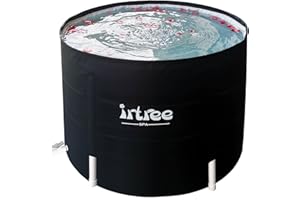 IRTREE Portable Adult Soaking Bathtub - Folding Cold Plunge Tub Barrel Bath Shower (Dia 29.5" x H 21.6")