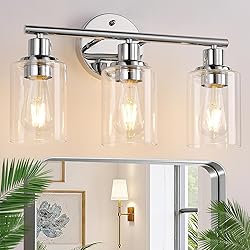 3-Light Bathroom Light Fixtures, Chrome Bathroom