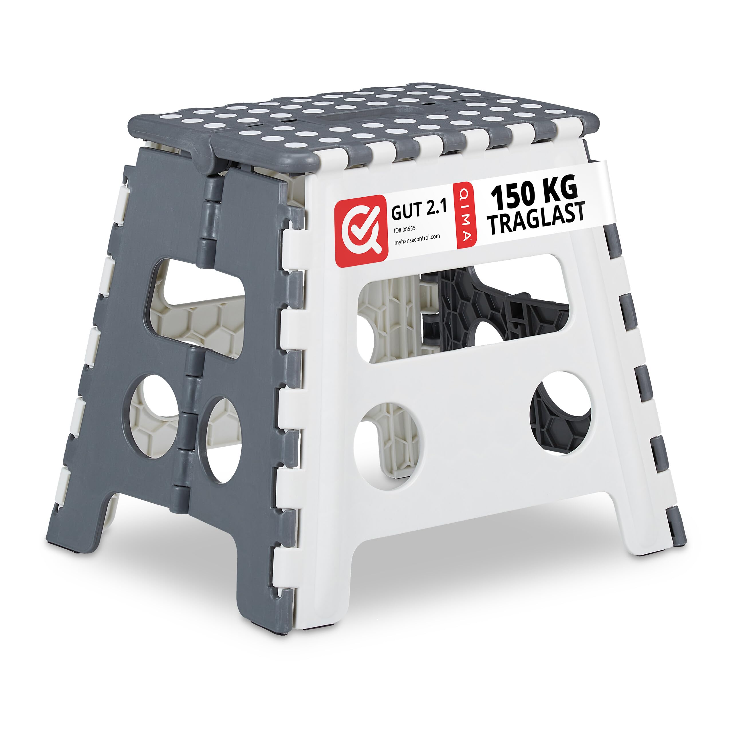 Relaxdays folding stool, camping stool, children's bath stool, up to 150 kg, plastic, HWD: 30 x 37 x 29 cm, grey/white