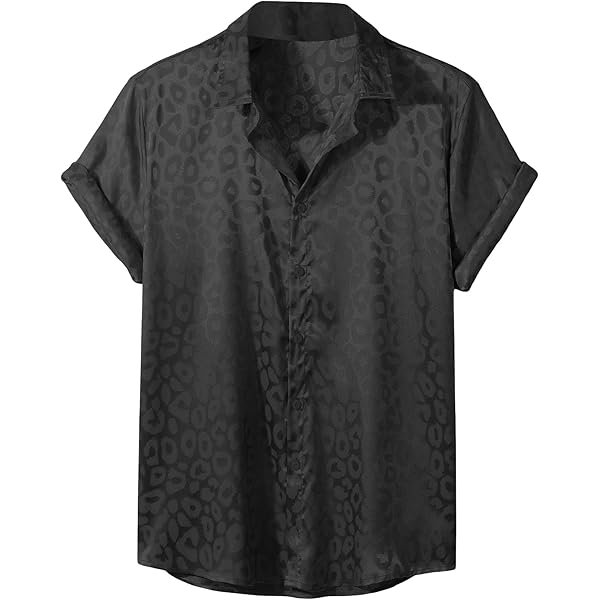 【SATIIIZ】Lepard Check Short Sleeve Shirt Amazon.com: Falainetee Men's Satin Leopard Print Short