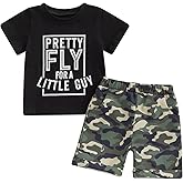 wdehow Toddler Kids Baby Boy Summer Clothes Sets 1T 2T 3T 4T 5T Letter Print Short Sleeve Tops Camouflage Shorts Outfits