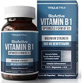 Vitamin B1 600mg Capsules - Benfotiamine Fat-Soluble Form, Maximum Strength | Thiamine Supplement, Supports Nerve &amp; Energy &amp; Metabolism, With Magnesium &amp; Alpha-Lipoic Acid, Non-GMO, 60ct