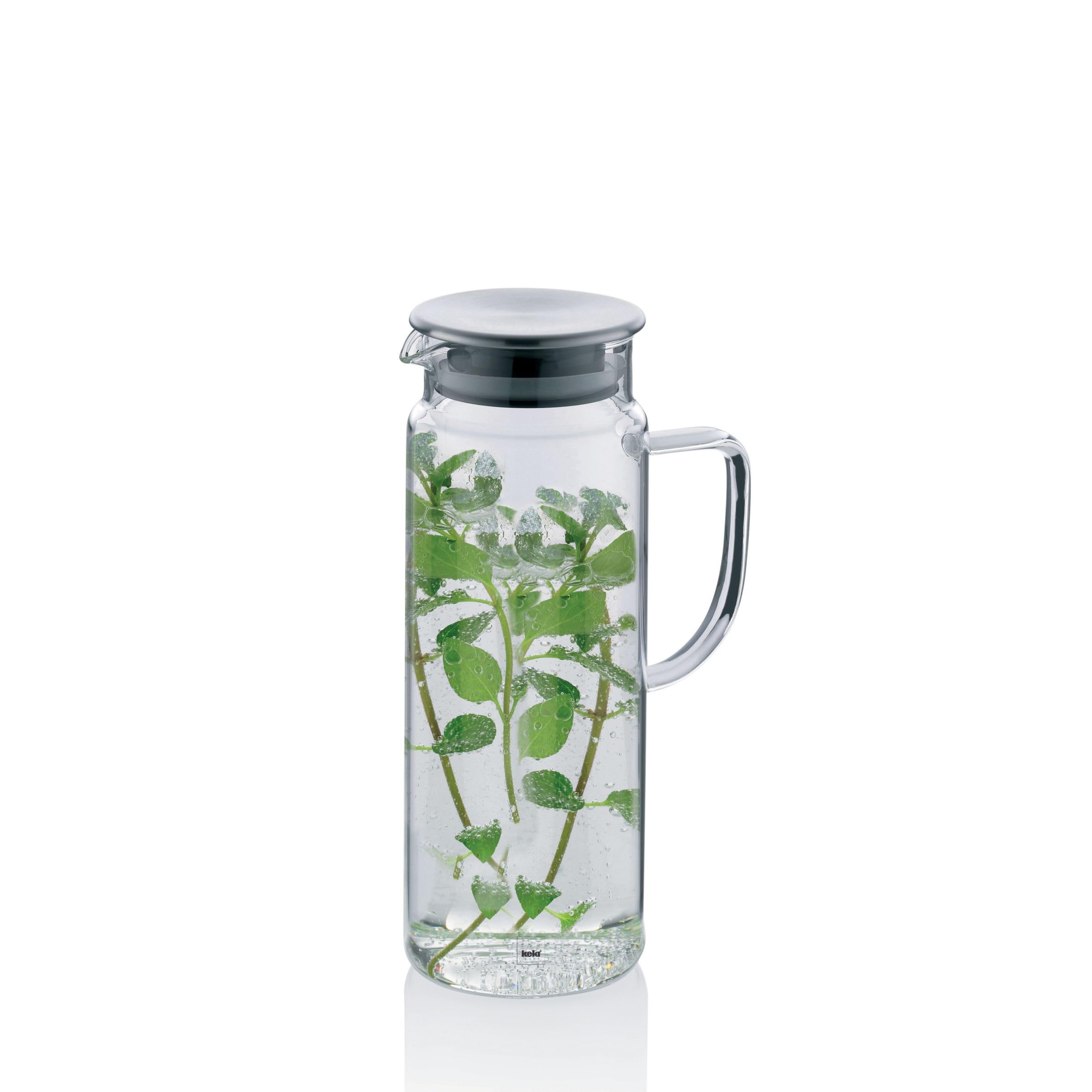 Kela "Pitcher Juice Jug, Stainless Steel, Transparent/White/Silver, 23 x 9.5 cm