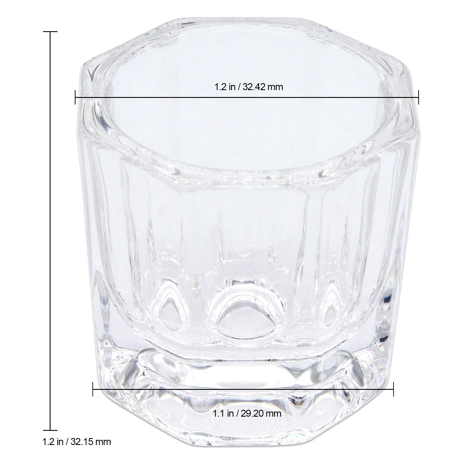 Beauticom Crystal Glass Dappen Dish for Acrylic Nail Dip Powder, Monomer, and Nail Polish Remover (Octagon Shape w/Stainless Steel Lid, 4 Pieces) - Image 3