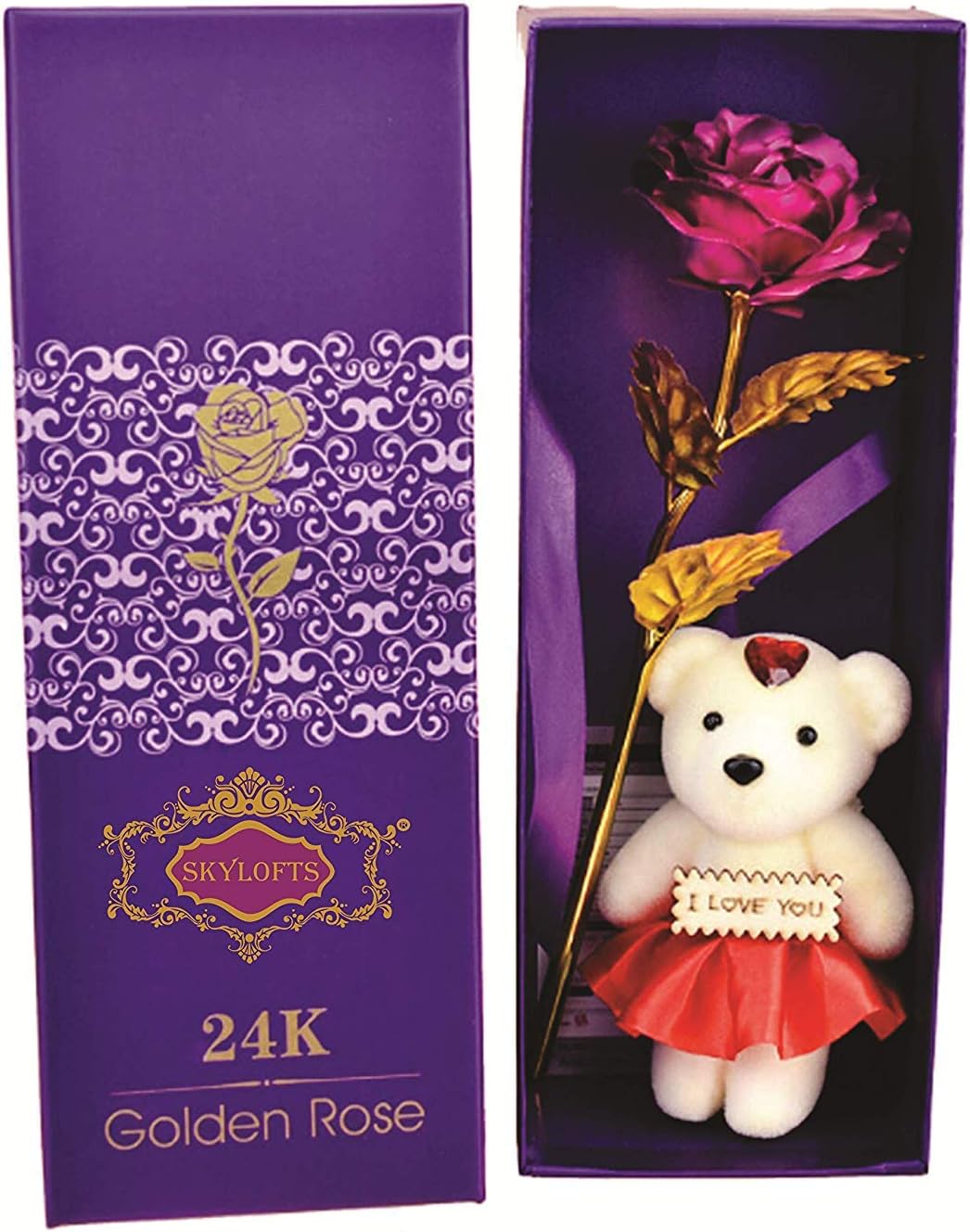 24K Gold Rose 10 Inches with Gift Box Best Gift for Loves Ones, Valentine's Day, Mother's Day,