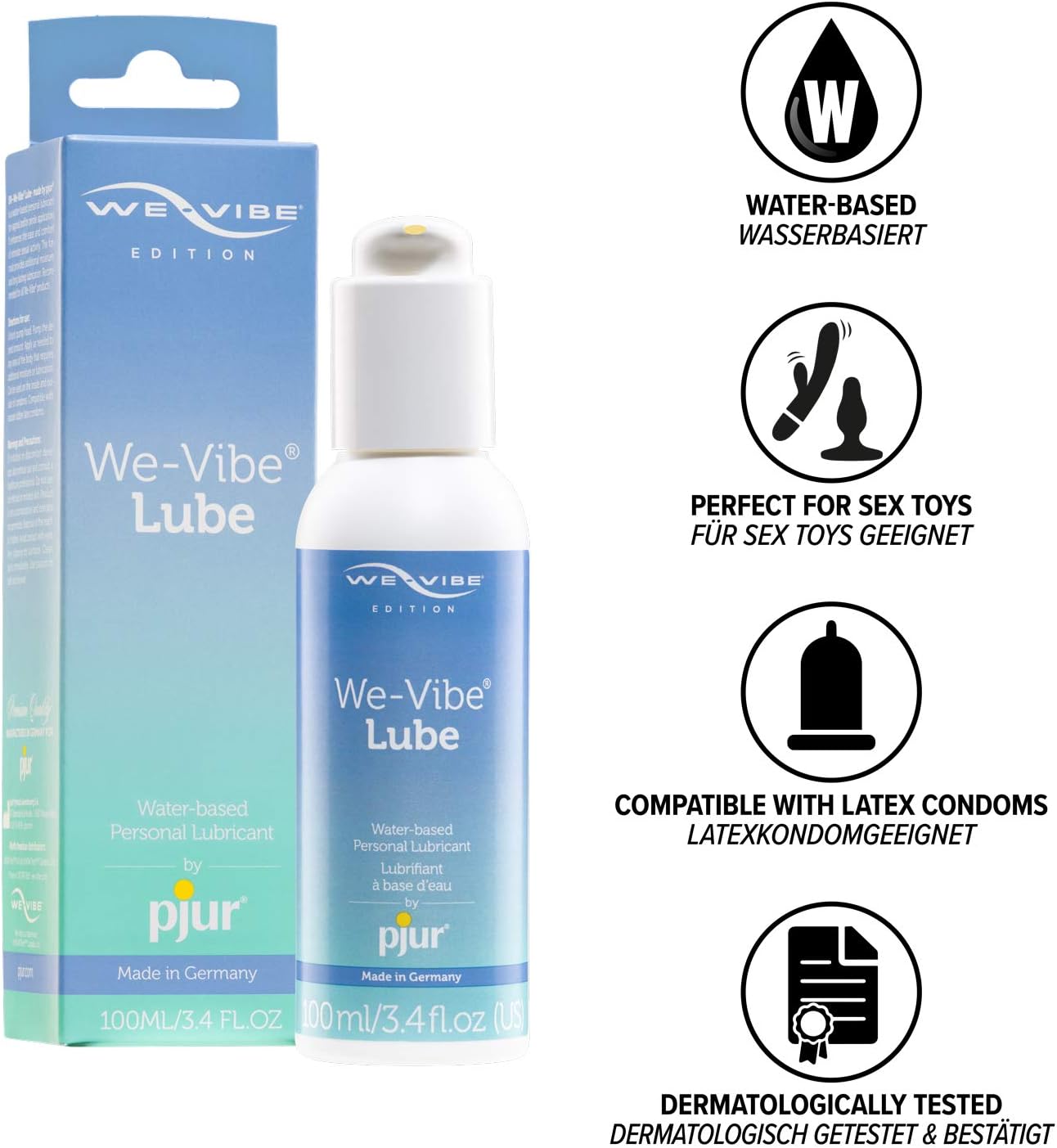 We-Vibe Lube by pjur - Water-Based Personal Lubricant for use with We-Vibe Sex Toys - Suitable for Women & Men - 1 Pack (1 x 100 ml) - Image 3